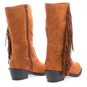 Side Fringe Low Heel Boots