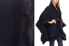 Over the Shoulder & Draped Fur Cape Sweater Poncho