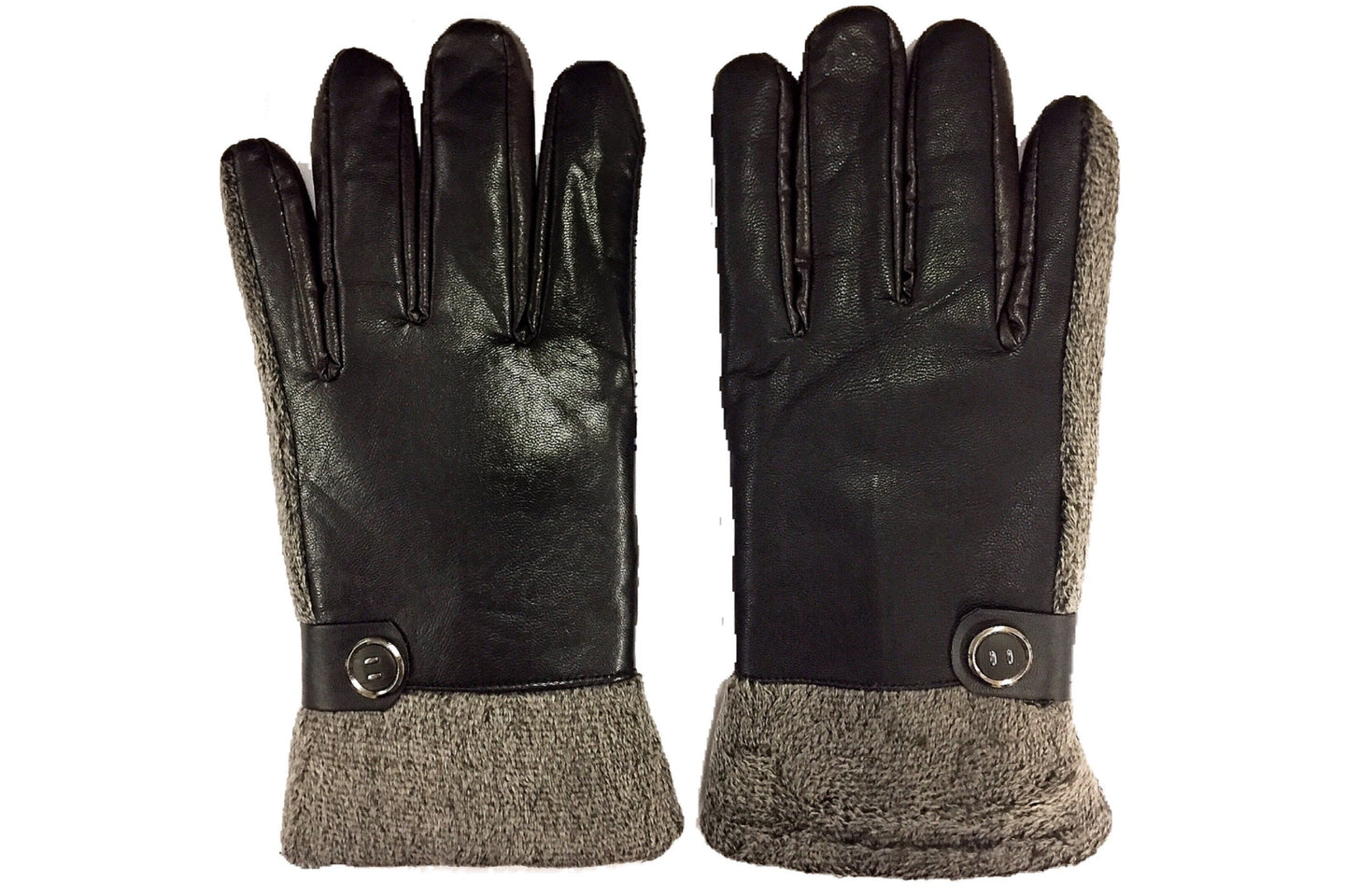 Fleece Lined Leather Gloves with Rubber Grip