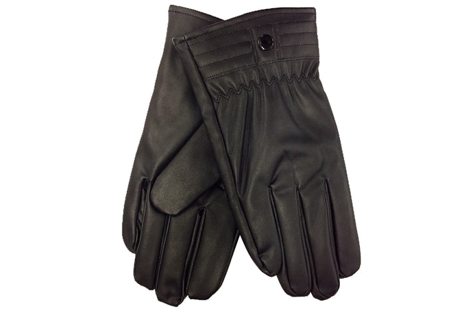 Fleece Lined Leather Gloves with Rubber Grip