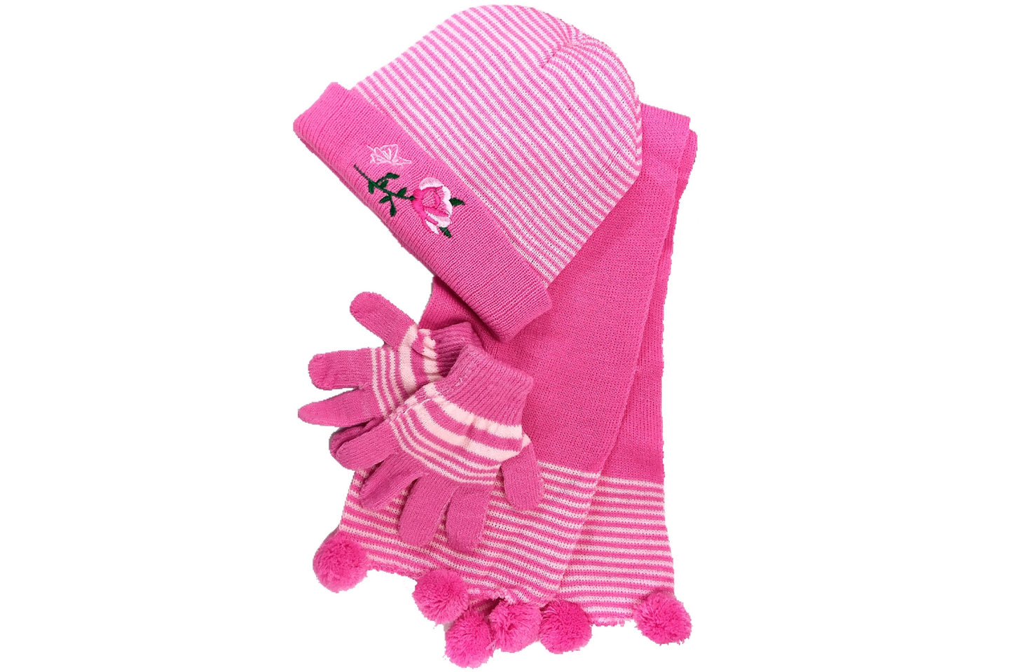 Girls' Scarf, Hat & Gloves Winter Cold Knit Set (3-Piece Set)