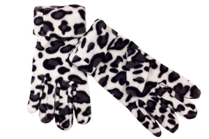 Animal Print Fleece Scarf, Gloves, & Beanie Set