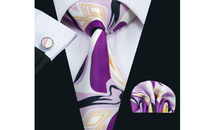 Designer Silk Tie Set (Purple)