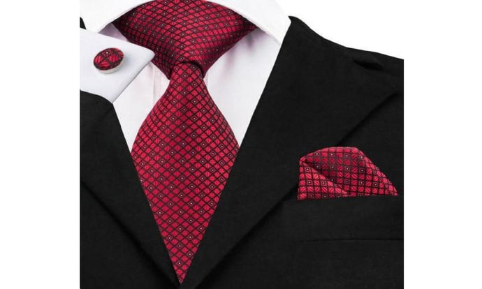 Designer Silk Tie Set (Red)