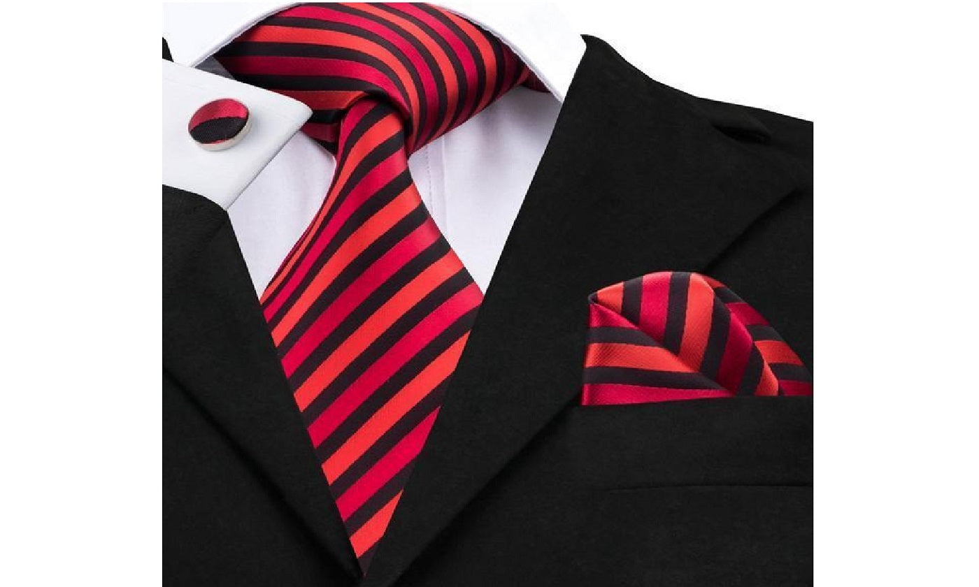 Designer Silk Tie Set (Red)