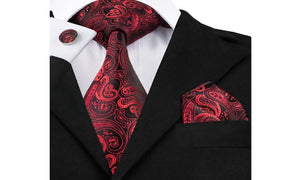 Designer Silk Tie Set (Red)