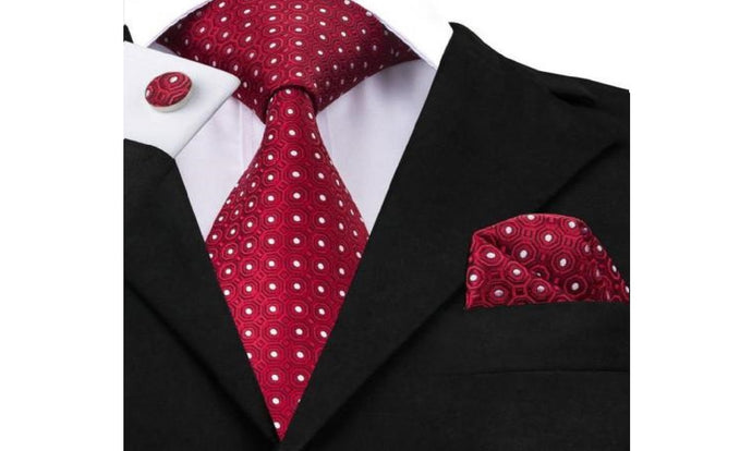 Designer Silk Tie Set (Red)