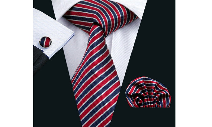 Designer Silk Tie Set (Red)