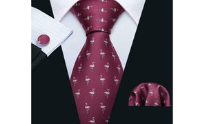 Designer Silk Tie Set (Red)