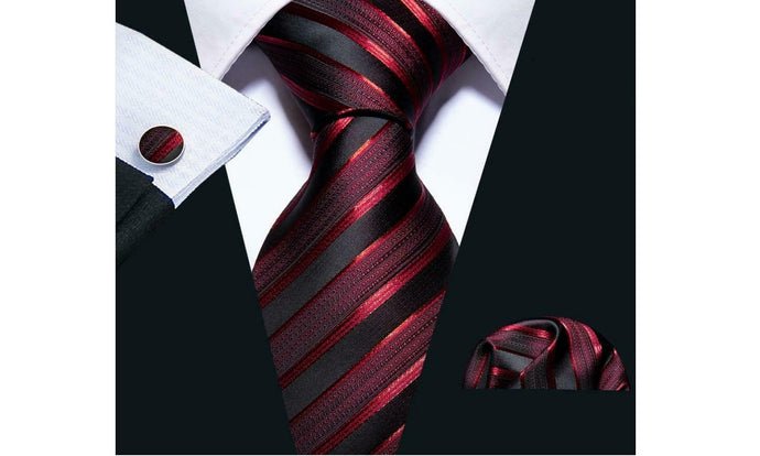 Designer Silk Tie Set (Red)