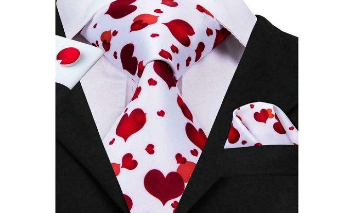 Designer Silk Tie Set (Red)