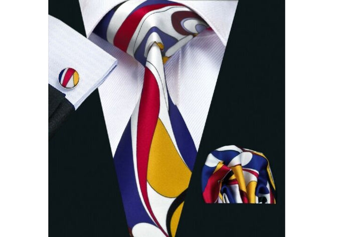 Designer Silk Tie Set (Red)