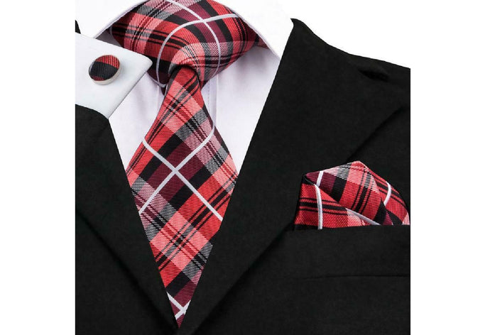 Designer Silk Tie Set (Red)