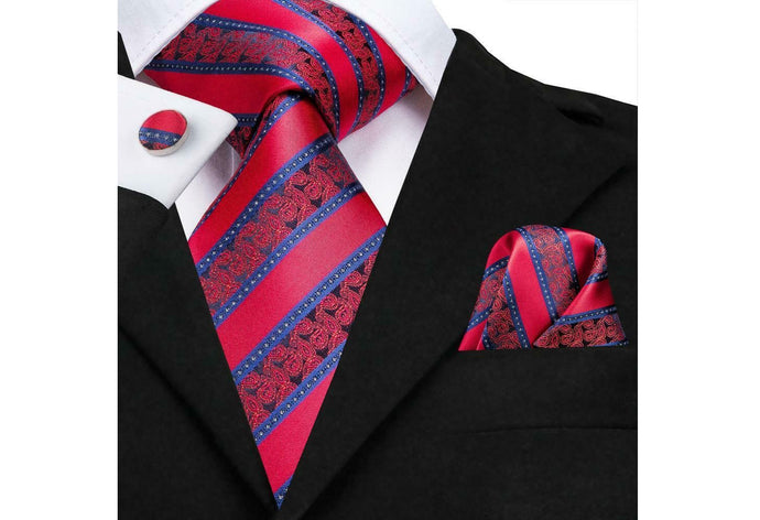 Designer Silk Tie Set (Red)