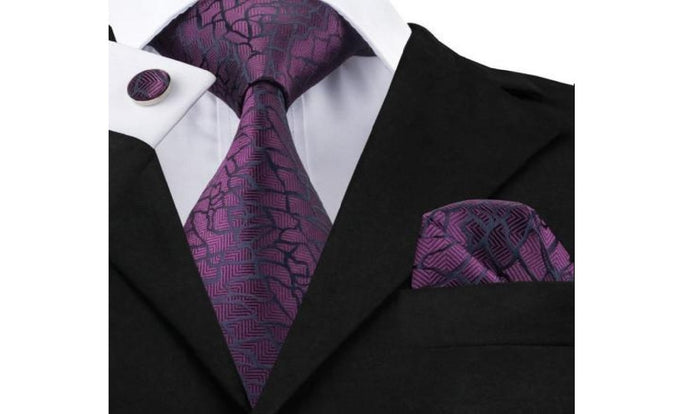 Designer Silk Tie Set (Purple)