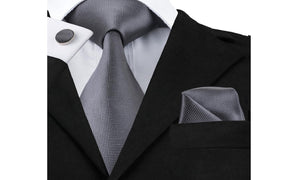 Designer Silk Tie Set (Silver)