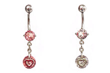 Stainless Steel Belly Rings - Dangling Hearts