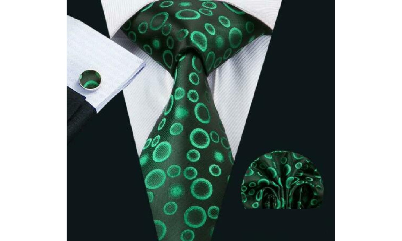 Designer Silk Tie Set (Green)