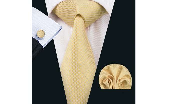 Designer Silk Tie Set (Yellow)