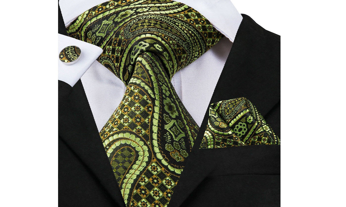 Designer Silk Tie Set (Green)