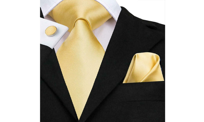 Designer Silk Tie Set (Yellow)