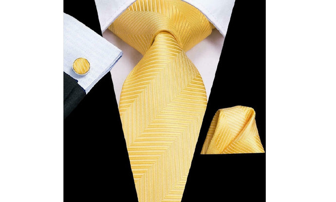 Designer Silk Tie Set (Yellow)