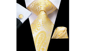 Designer Silk Tie Set (Yellow)