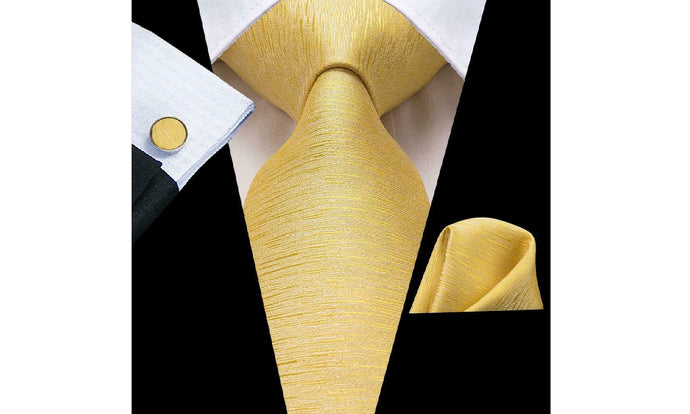 Designer Silk Tie Set (Yellow)