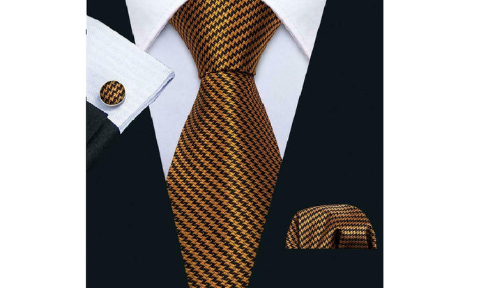 Designer Silk Tie Set (Yellow)