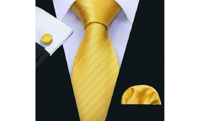 Designer Silk Tie Set (Yellow)