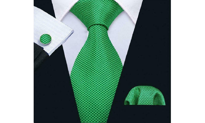 Designer Silk Tie Set (Green)