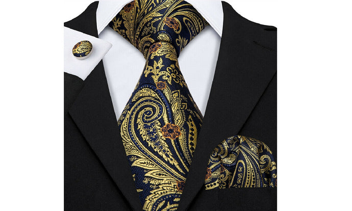 Designer Silk Tie Set (Yellow)