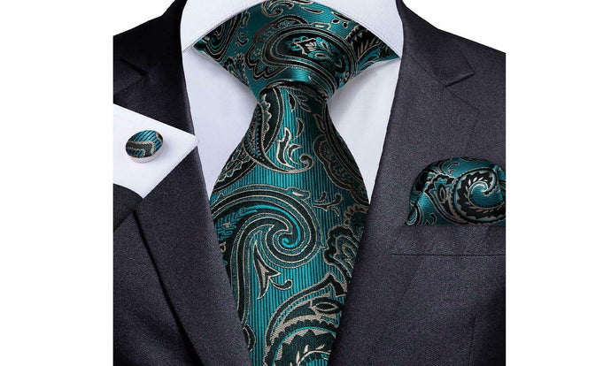 Designer Silk Tie Set (Green)