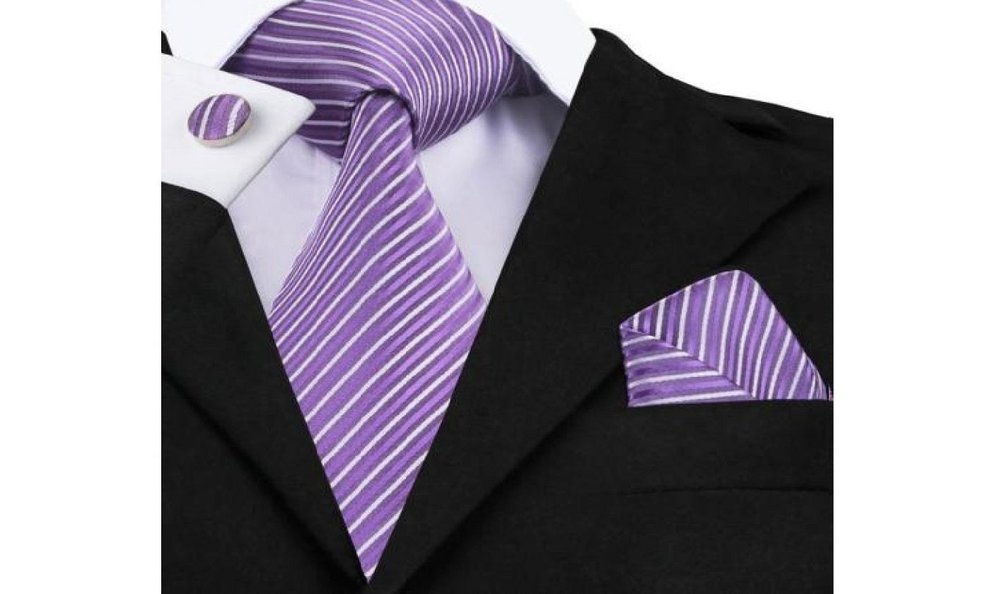 Designer Silk Tie Set (Purple)