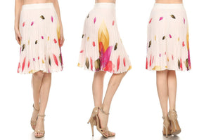 Pleated Flowy Knee Length Skirt