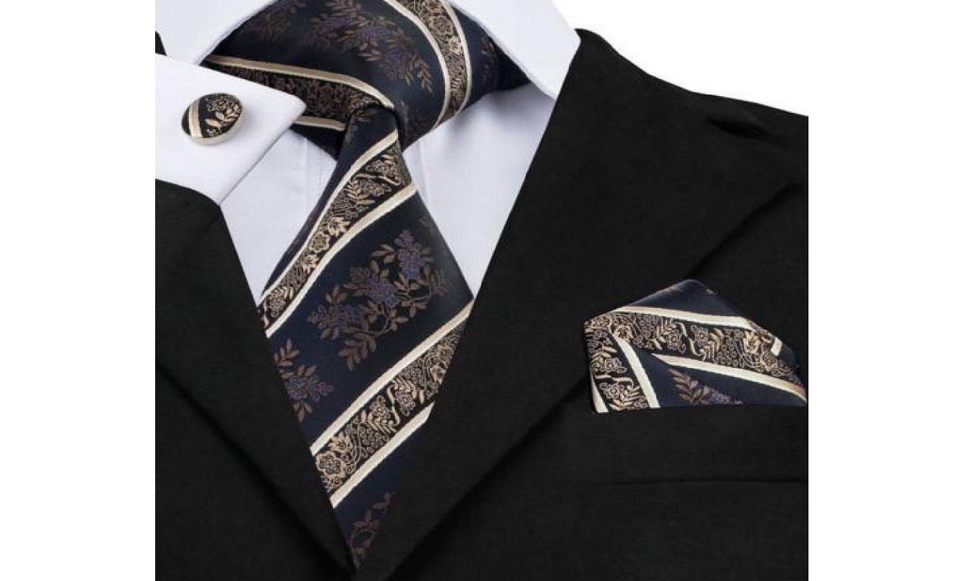 Designer Silk Tie Set (Black)