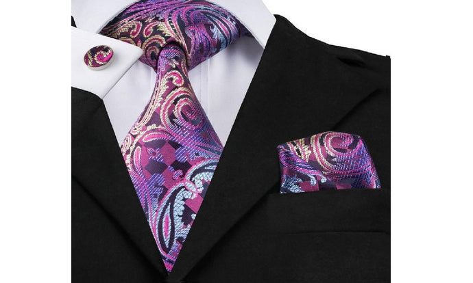 Designer Silk Tie Set (Purple)