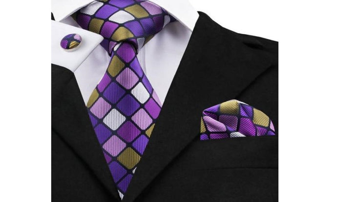 Designer Silk Tie Set (Purple)