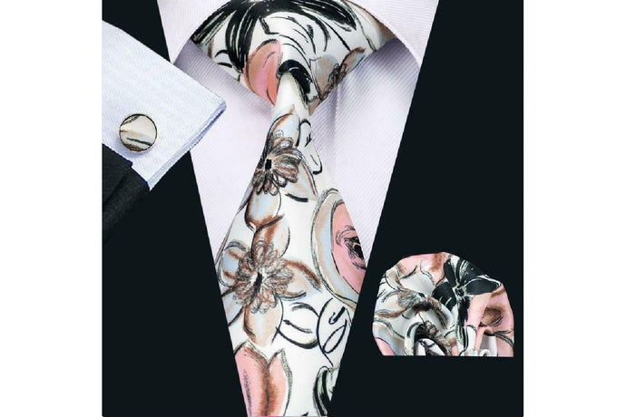 Designer Silk Tie Set (Pink)