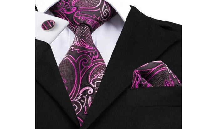 Designer Silk Tie Set (Purple)