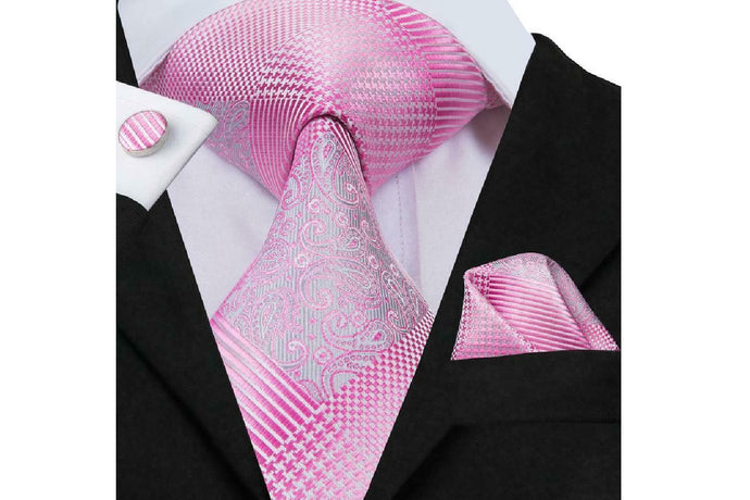 Designer Silk Tie Set (Pink)