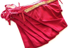 Strappy Red Silk Thongs with Gold Sequin