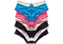 Silky Striped Cheeky Panties with Collar Detail