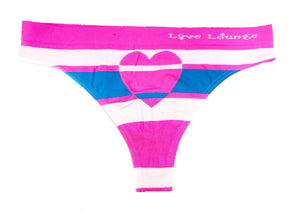 Colorful Striped Heart Thongs