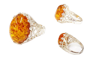Natural Baltic Amber Ring (One Size)
