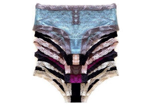 Sheer Lace Bikini Panties with Button Decor