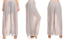 Tie-Front Chiffon & Relaxed Wide Leg Palazzo Pants