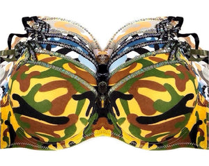 Army Style with Sequin Trim Cotton Bras