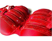 Red Demi Bras with Sequin Trim