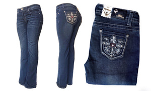 Mid-Rise Boot Cut Denim Push-Up Jeans